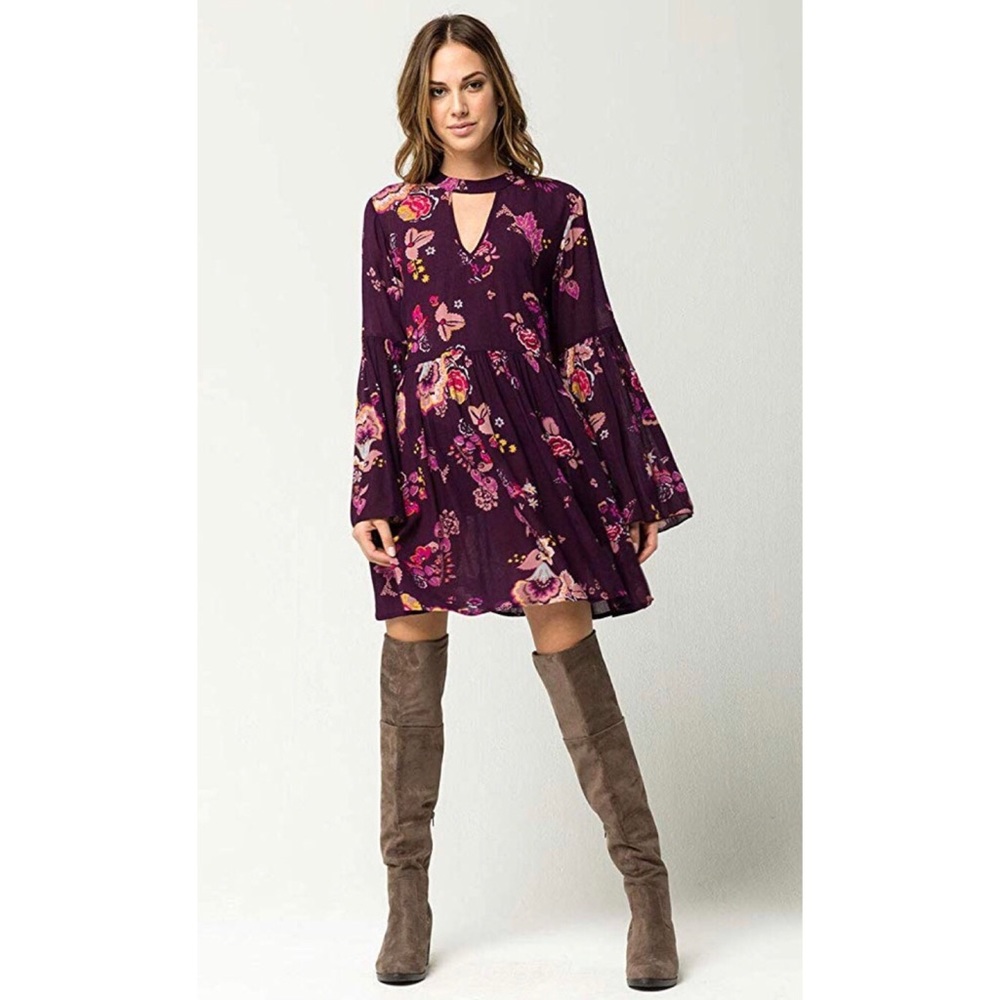 Patrons of Peace Floral Bell Sleeve Boho Dress
